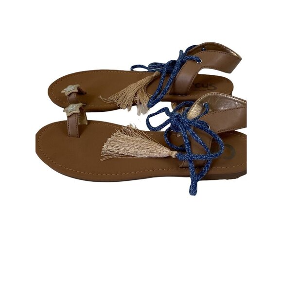 Sam Edelman Sandals Womens Size 6 Blue Gold Tassle Star Rhinestone Strappy Boho - Picture 6 of 10